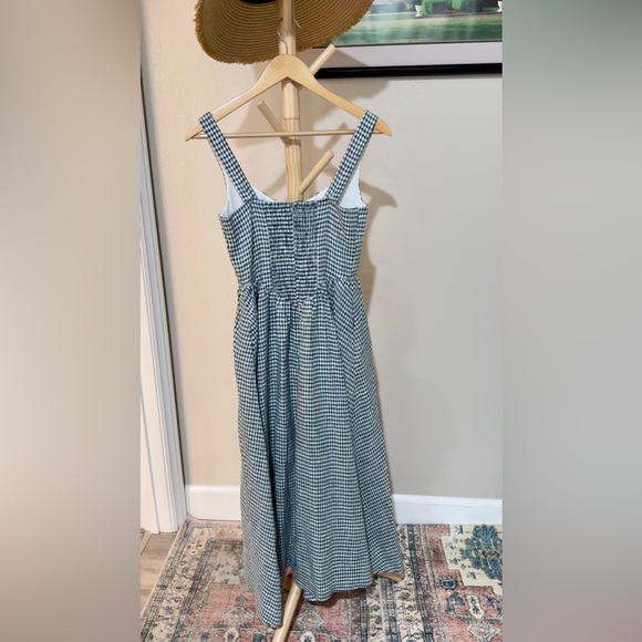 Reformation Balia Linen Dress In Slate Check, brand new, never worn, no flaws. - Picture 11 of 16
